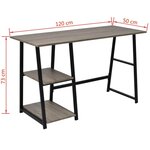 Bureau table meuble travail informatiqueavec 2 étagères gris et chêne 0502078