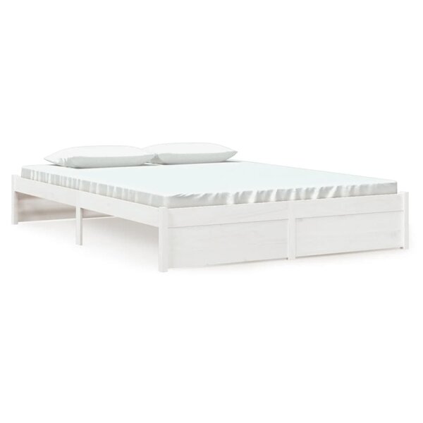 vidaXL Cadre de lit Blanc Bois massif 150x200 cm Très grand