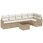 Ensemble de 7 canapés de jardin vidaXL avec coussins en poly rotin brun