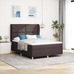 Lit à ressorts avec matelas vidaXL Marron foncé 160x200 cm Tissu