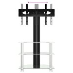 vidaXL Meuble TV d'angle 3 niveaux pour 32-70 pouces noir et argenté