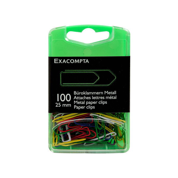 Exacompta - boîte de 100 trombones attaches lettres 25mm couleurs assorties