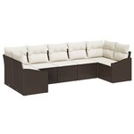 vidaXL Ensemble de salle à manger de jardin 7 pièces avec coussins en poly rattan marron