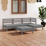 vidaXL Salon de jardin 5 Pièces Bois de pin massif Gris