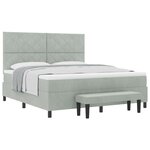 vidaXL Lit box spring avec matelas et banc gris clair 180x200 cm velours
