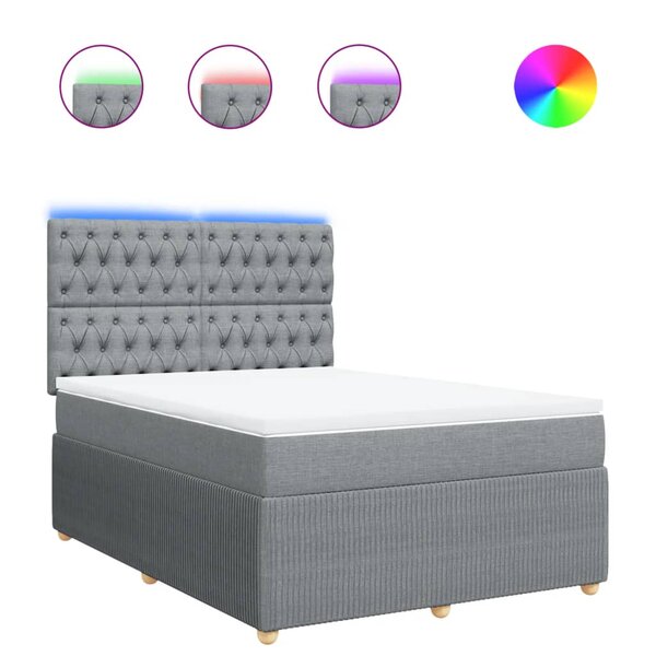 vidaXL Sommier à lattes de lit avec matelas Gris clair 140x190cm Tissu
