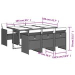 vidaXL Ensemble à manger de jardin coussins 7 Pièces mélange beige rotin