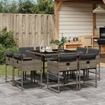 vidaXL Ensemble à manger de jardin 9 Pièces coussins gris résine tressée