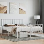 vidaXL Cadre de lit métal sans matelas et pied de lit blanc 140x200 cm