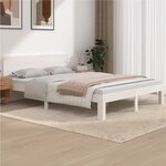 vidaXL Cadre de lit sans matelas blanc bois de pin massif 140x190 cm