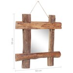 vidaXL Miroir à bûches Naturel 50x50 cm bois de teck recyclé