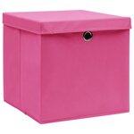 vidaXL Boîtes de rangement avec couvercles 4 Pièces Rose 32x32x32cm Tissu