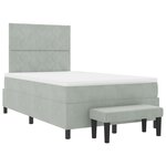 vidaXL Lit Box Spring avec Matelas & Banc Gris Clair 120x200 cm Velours