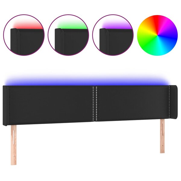 vidaXL Tête de lit à LED Noir 183x16x78/88 cm Similicuir