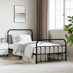 vidaXL Cadre de lit métal sans matelas avec pied de lit noir 107x203cm