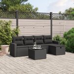 vidaXL Salon de jardin 6 Pièces avec coussins noir résine tressée