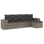 vidaXL Salon de jardin 5 Pièces avec coussins gris résine tressée