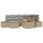 vidaXL Ensemble de canapé de jardin 7 pièces avec coussins beige en poly rotin