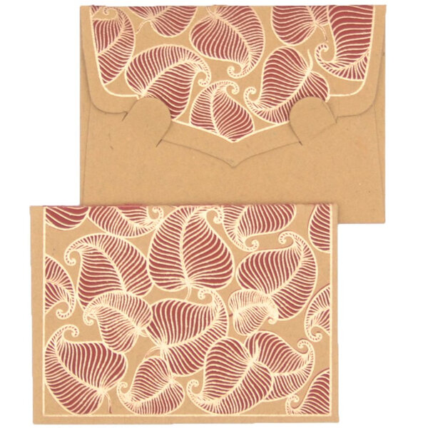 PAPERTREE NATURE Lot de 5 Mini Enveloppes Message + carte 8 5x6cm Kraft/Bordeaux