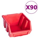 vidaXL Kit de bacs de stockage et panneaux muraux 96 Pièces Rouge et noir