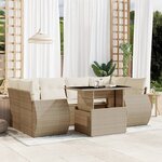 vidaXL Salon de jardin avec coussins 7 Pièces beige résine tressée