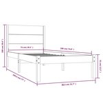 vidaXL Cadre de lit sans matelas blanc 75x190 cm bois massif