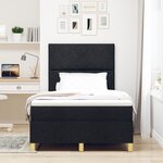 vidaXL Lit à ressort avec matelas noir petit double en tissu