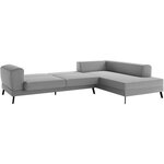 Canapé d'angle droit convertible IMPERIA 5 places - gris clair - 2 coffres de rangement - 304 x 212 x 86 cm