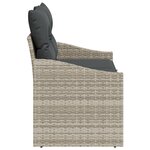Canapé de jardin 2 places avec rangement et coussins gris en poly rattan