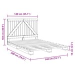 vidaXL Cadre de lit sans matelas gris 140x200 cm bois massif de pin