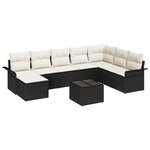 vidaXL Set de canapé de jardin 8 pièces avec coussins en rotin poly brun