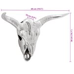 Cabeza de toro montada en la pared vidaXL Plata 49x10x36 cm Aluminium
