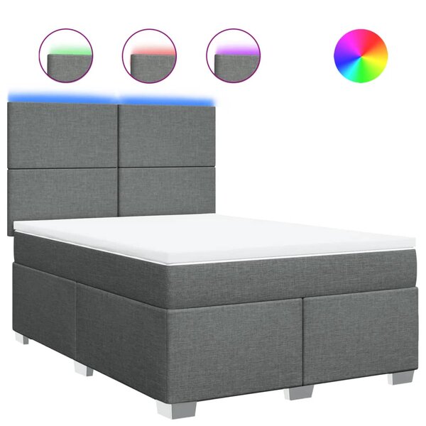vidaXL Sommier à lattes de lit avec matelas Gris foncé 140x200cm Tissu