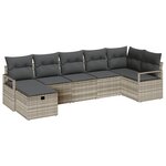 vidaXL Ensemble de canapé de jardin 7 pièces avec coussins gris clair en poly rattan