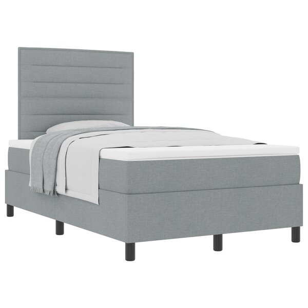 vidaXL Lit à sommier avec matelas gris clair 120x200 cm tissu