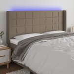 vidaXL Tête de lit à LED Taupe 203x16x118/128 cm Tissu