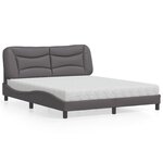 vidaXL Lit avec matelas gris 160x200 cm similicuir