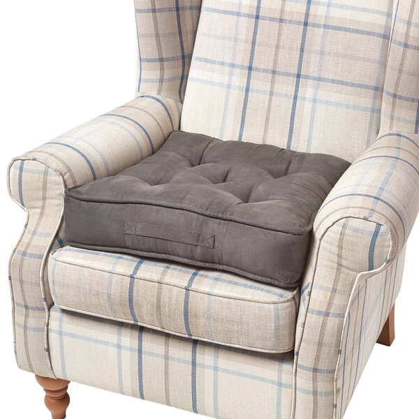 Coussin d'assise rehausseur en suédine Gris foncé  50 x 50 x 10 cm - HOMESCAPES