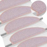 vidaXL Tapis d'escalier autocollants aspect sisal 15 Pièces rose