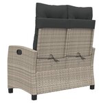 vidaXL Banc inclinable de jardin et coussins gris clair résine tressée