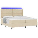 Lit à sommier Box avec matelas et LED Crème 200x200 cm Tissu