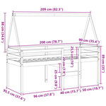 vidaXL Lit haut avec toit cire marron 90x200 cm bois de pin massif