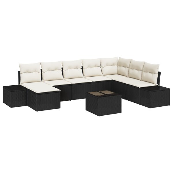 vidaXL Ensemble de canapé de jardin de 8 pièces avec coussins Brown Rotin Synthétique