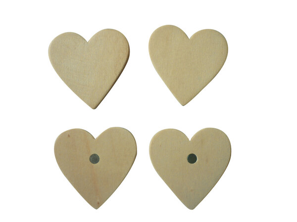 Magnet Coeur en bois 5 cm 4 pièces