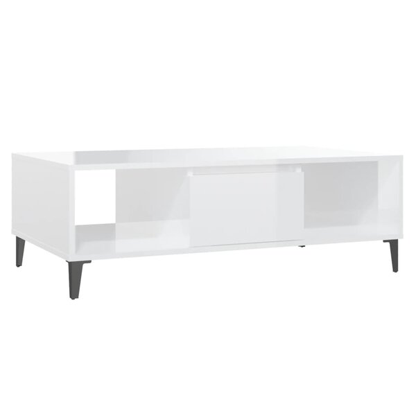 vidaXL Table basse blanc brillant 103 5x60x35 cm bois d'ingénierie