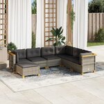 vidaXL Salon de jardin avec coussins 7 Pièces gris résine tressée