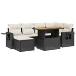 vidaXL Salon de jardin 7 Pièces avec coussins noir résine tressée