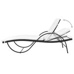 vidaXL Chaise longue avec coussin et table Résine tressée Noir