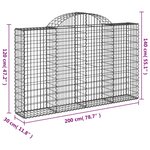 vidaXL Paniers à gabions arqués 30 Pièces 200x30x120/140 cm Fer galvanisé