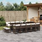 vidaXL Ensemble à manger de jardin avec coussins 15 Pièces marron rotin